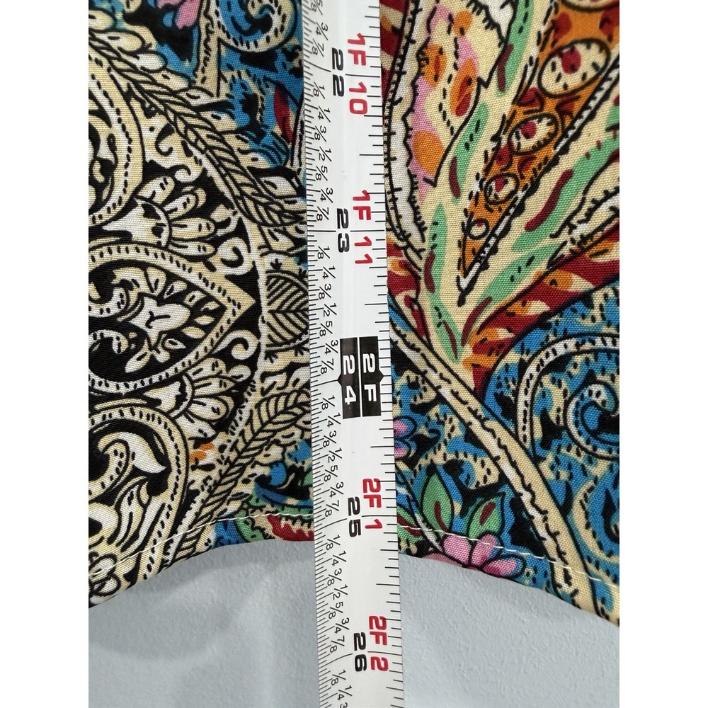 Emery Rose 1XL Women's Paisley Button Front Blouse Colorful Boho Shirt Retro - Picture 9 of 9